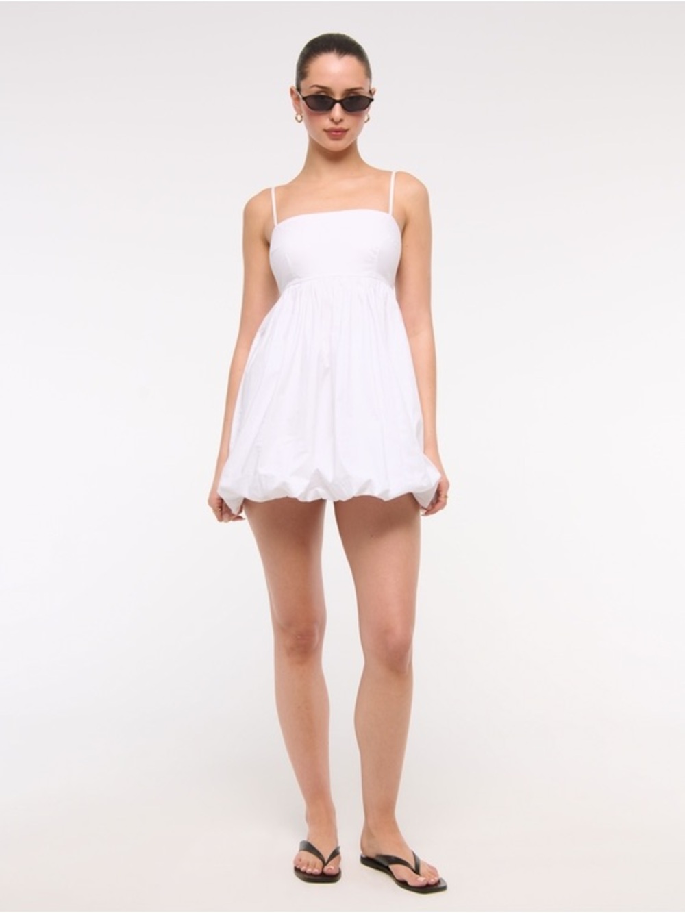 NWOT Abercrombie and Fitch Babydoll Bubble Hem Mini Dress size medium white